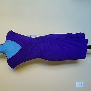 NWT Royal Purple Fitted Ruffle Midi Dress